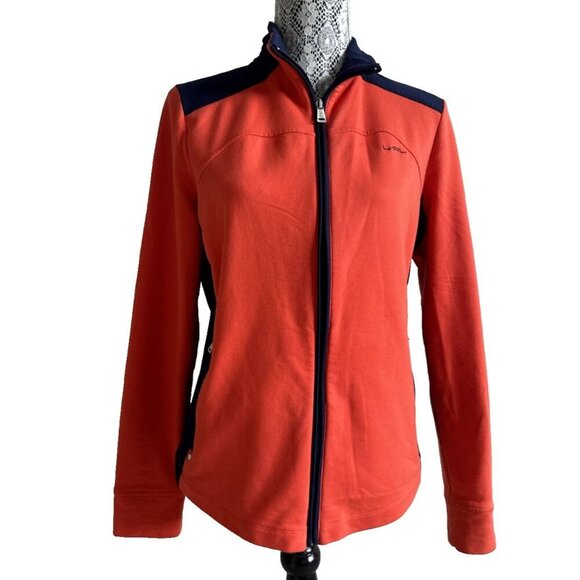 Womans L-RL active wear, Ralph Lauren active jacket Orange & Navy zip sweater - Picture 2 of 12